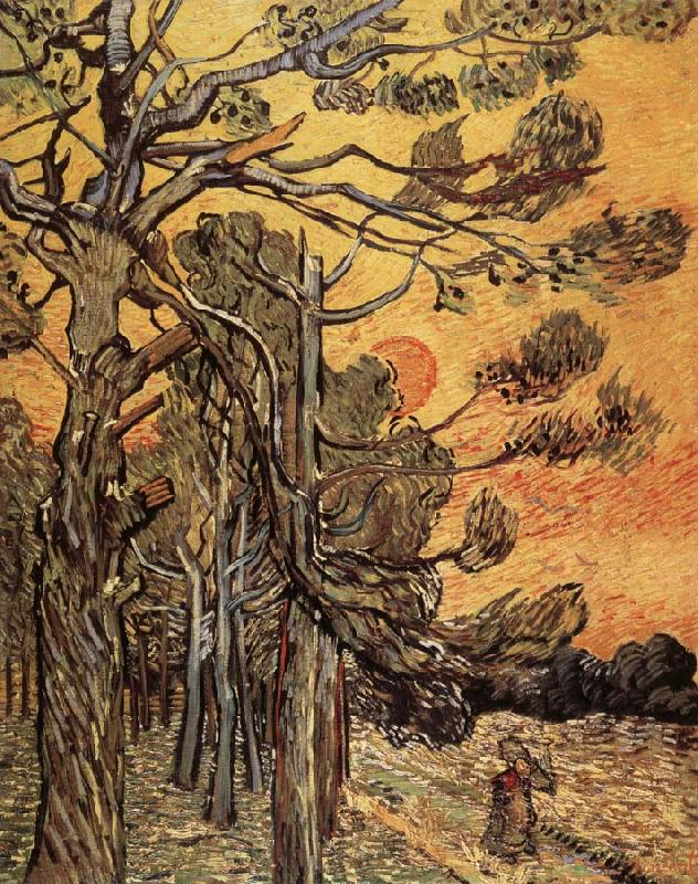 Vincent Van Gogh Pine trees against an evening Sky Germany oil painting art